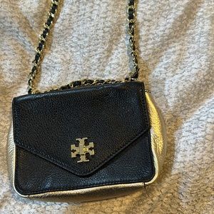 Tory Burch black and gold crossbody